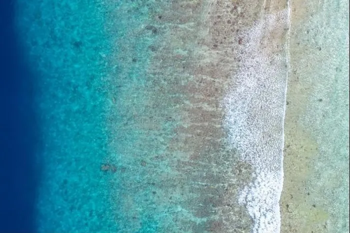 Framed Print : Top view aerial photo from flying drone. Beautiful beach. Aerial view of calm waves, breaking at coral reef. Exotic ocean beach, tropical landscape Framed Print : Top view aerial photo from flying drone. Beautiful beach. Aerial view of calm waves, breaking at coral reef. Exotic ocean beach, tropical landscape