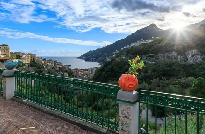 Framed Print : View of the Amalfi Coast from Vietri sul Mare: in the distance the village of Citara perched on the coast Framed Print : View of the Amalfi Coast from Vietri sul Mare: in the distance the village of Citara perched on the coast