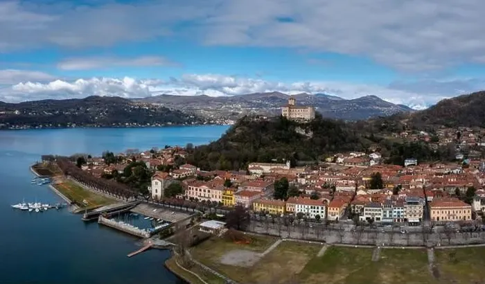 Framed Print : View of Angera and the Borromeo Castle on the shores of Lake Maggiore Framed Print : View of Angera and the Borromeo Castle on the shores of Lake Maggiore