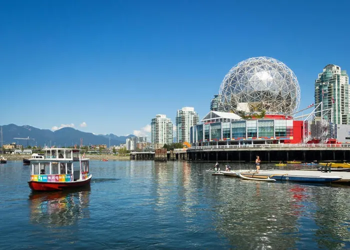 Framed Print : A view of an Aquabus and Science World at Telus World of Science on False Creek in Vancouver, British Columbia, Canada Framed Print : A view of an Aquabus and Science World at Telus World of Science on False Creek in Vancouver, British Columbia, Canada