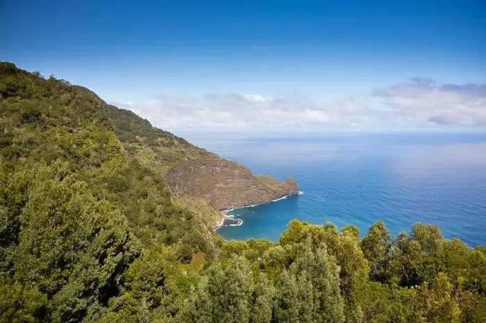 Framed Print : View of atlantic ocean with huge cliff of Ponta do Clérigo, from Curtado viewpoint in Santana. Madeira island, Portugal Framed Print : View of atlantic ocean with huge cliff of Ponta do Clérigo, from Curtado viewpoint in Santana. Madeira island, Portugal