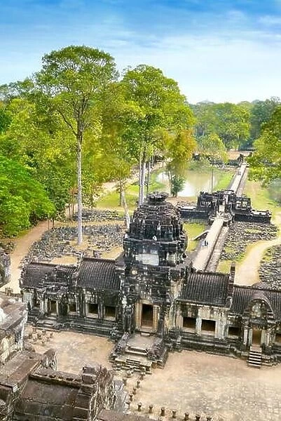 View from top of Baphuon Temple, Angkor Thom, Cambodia, Asia
