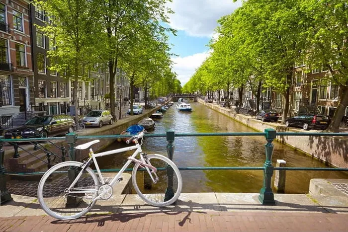Framed Print : View at bicycle and canal - Amsterdam, Holland Netherlands Framed Print : View at bicycle and canal - Amsterdam, Holland Netherlands