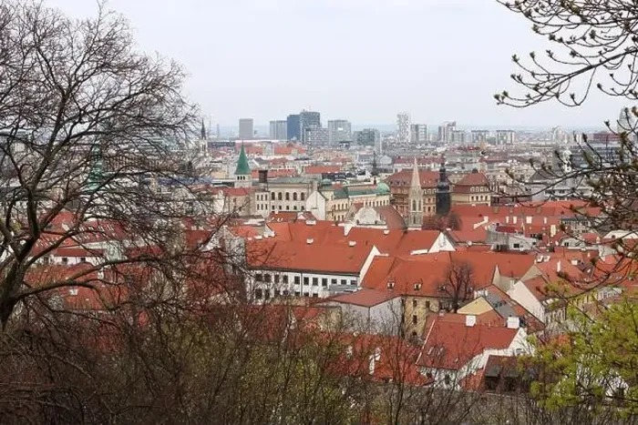 Framed Print : View of Bratislava from the Old Town. Red roofed houses from above. Spring in Europe Framed Print : View of Bratislava from the Old Town. Red roofed houses from above. Spring in Europe