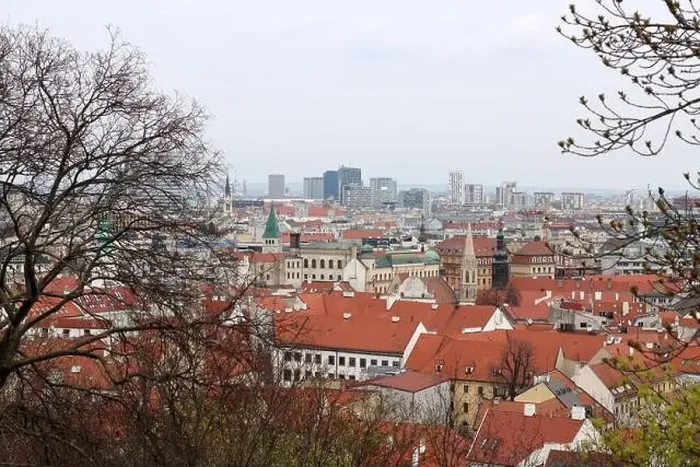 Framed Print : View of Bratislava from the Old Town. Red roofed houses from above. Spring in Europe Framed Print : View of Bratislava from the Old Town. Red roofed houses from above. Spring in Europe