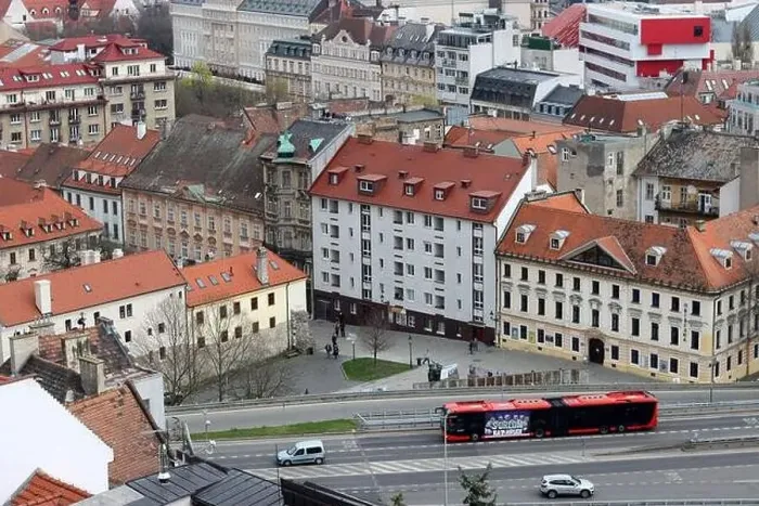 Framed Print : View of Bratislava from the Old Town. Red roofed houses from above. Spring in Europe Framed Print : View of Bratislava from the Old Town. Red roofed houses from above. Spring in Europe