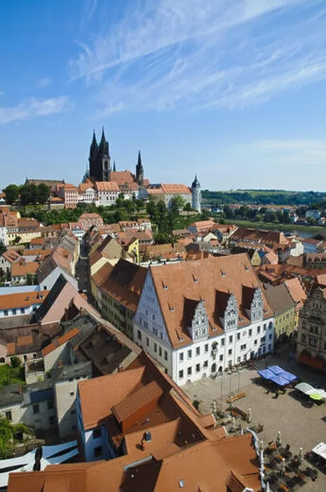 Framed Print : View from the Church of Our Lady on Albrechtsburg, market square and old town, Meissen, Saxony, Germany Framed Print : View from the Church of Our Lady on Albrechtsburg, market square and old town, Meissen, Saxony, Germany