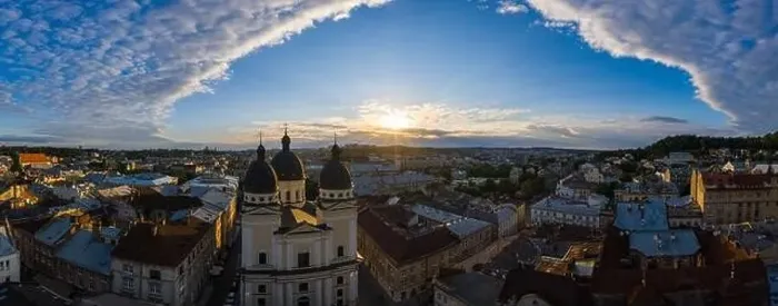 Framed Print : View on The Church of the Transfiguration in Lviv, Ukraine from drone Framed Print : View on The Church of the Transfiguration in Lviv, Ukraine from drone