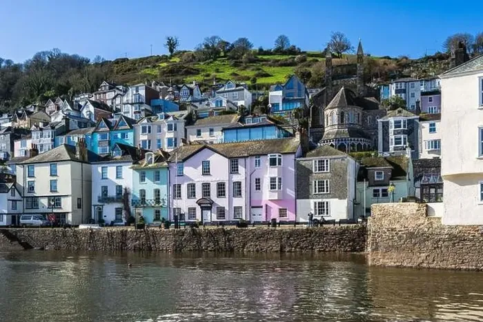 Framed Print : View of Dartmouth from Kingswear over River Dart, Devon, England, Europe Framed Print : View of Dartmouth from Kingswear over River Dart, Devon, England, Europe