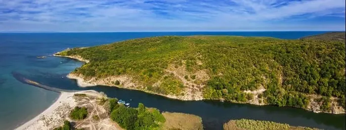 Framed Print : View of drone to the beautiful beach Arkutino and river Ropotamo.Black Sea, Bulgaria Framed Print : View of drone to the beautiful beach Arkutino and river Ropotamo.Black Sea, Bulgaria