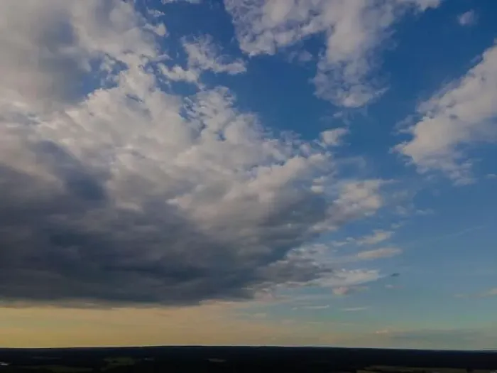 Framed Print : View from drone, panorama blue sky and white clouds, sun at sunset Framed Print : View from drone, panorama blue sky and white clouds, sun at sunset