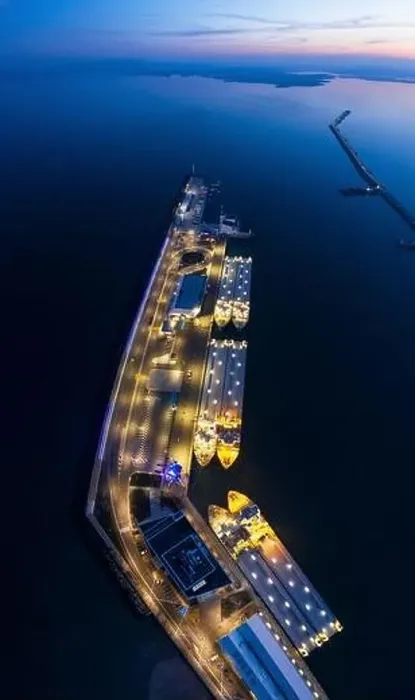 Framed Print : View of drone to the port Burgas at night Framed Print : View of drone to the port Burgas at night