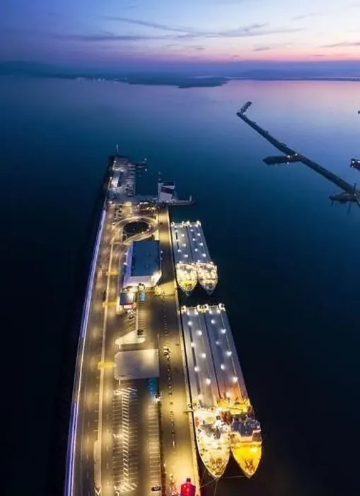 Framed Print : View of drone to the port Burgas at night Framed Print : View of drone to the port Burgas at night