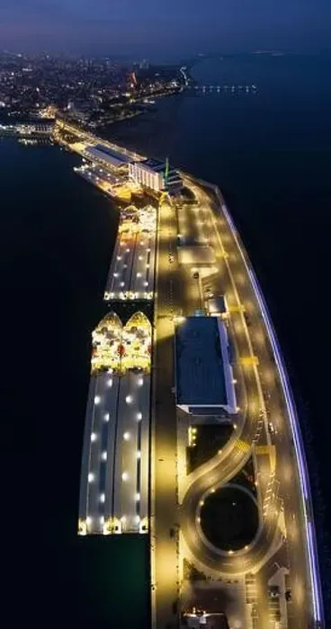 Framed Print : View of drone to the port Burgas at night Framed Print : View of drone to the port Burgas at night