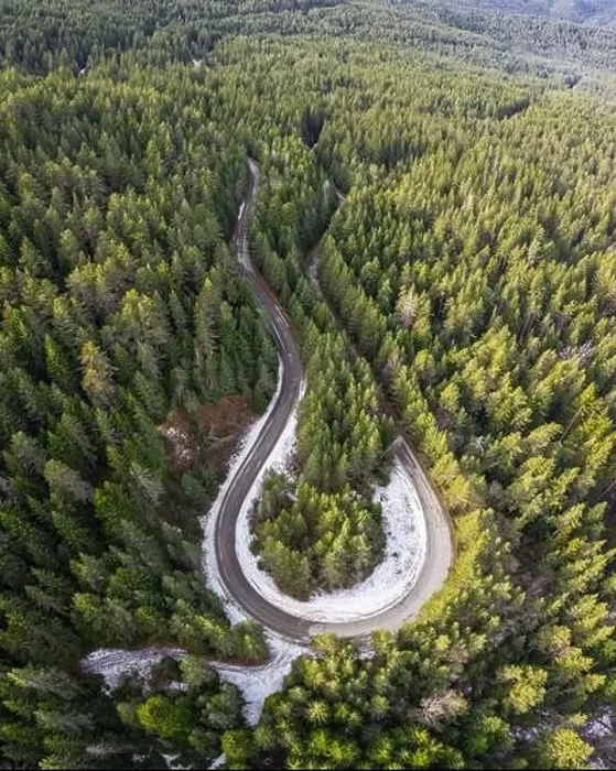 Framed Print : View from drone to road in mountain Framed Print : View from drone to road in mountain