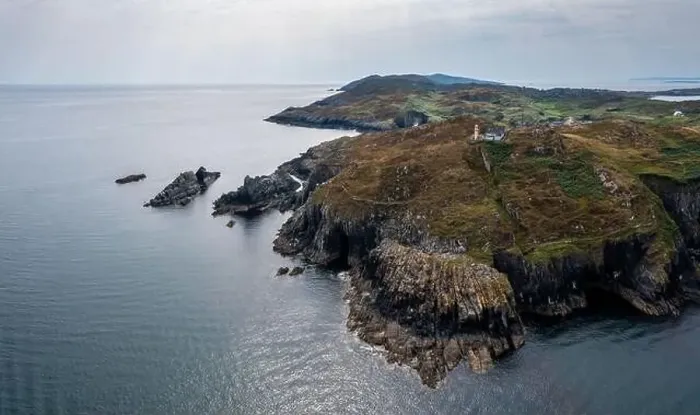Framed Print : View of the entrance to the Baltimore Harbor in West Cork and the Sherkin Island Lighthouse Framed Print : View of the entrance to the Baltimore Harbor in West Cork and the Sherkin Island Lighthouse
