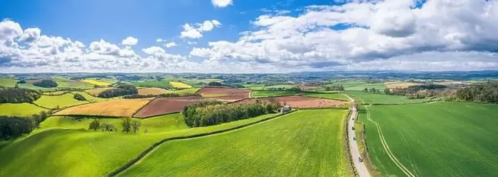 Framed Print : View over Fields and Farmlands, English Village, Devon, England, Europe Framed Print : View over Fields and Farmlands, English Village, Devon, England, Europe