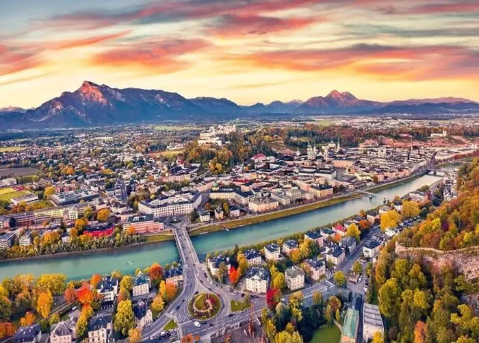 Framed Print : View from flying drone. Aerial cityscape of Salzburg Framed Print : View from flying drone. Aerial cityscape of Salzburg