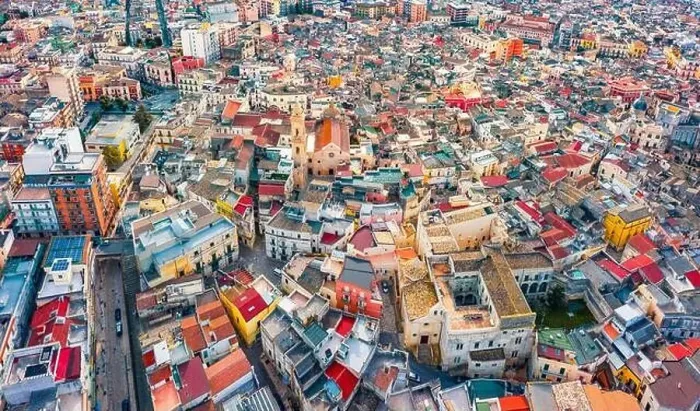 Framed Print : View from flying drone. Aerial morning cityscape of Gravina in Puglia tovn Framed Print : View from flying drone. Aerial morning cityscape of Gravina in Puglia tovn