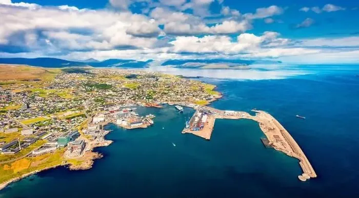 Framed Print : View from flying drone. Breathtaking summer sityscape of Torshavn town Framed Print : View from flying drone. Breathtaking summer sityscape of Torshavn town
