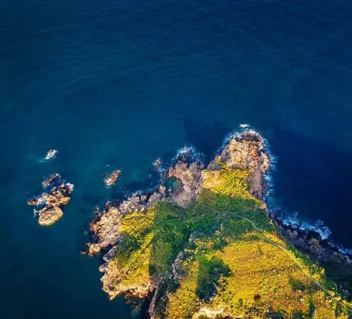 Framed Print : View from flying drone. Colorful morning view of popular tourust destination - Pool Of Venus Framed Print : View from flying drone. Colorful morning view of popular tourust destination - Pool Of Venus