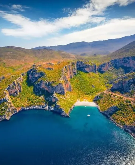 Framed Print : View from flying drone of Damos Beach Framed Print : View from flying drone of Damos Beach