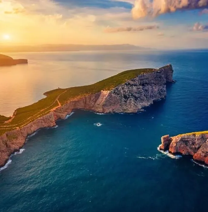 Framed Print : View from flying drone. Fabulous summer view of Caccia cape Framed Print : View from flying drone. Fabulous summer view of Caccia cape