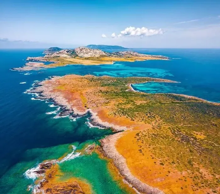 Framed Print : View from flying drone of Falcone cape and Torre della Pelosa tower Framed Print : View from flying drone of Falcone cape and Torre della Pelosa tower