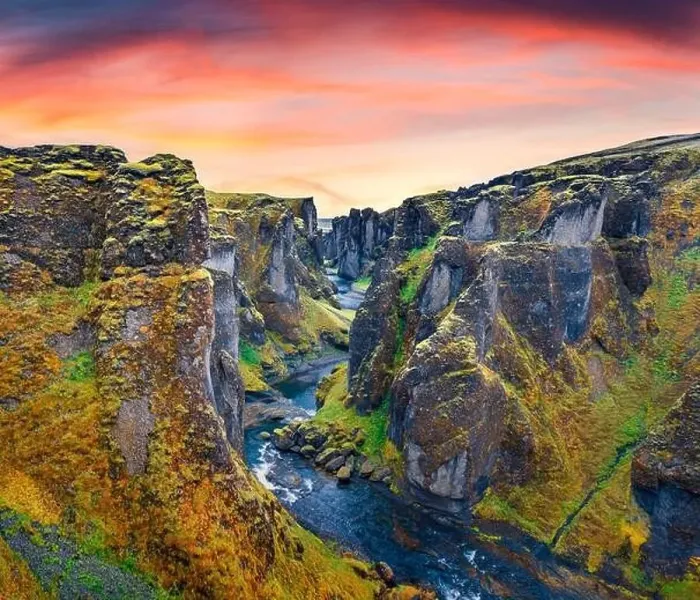 Framed Print : View from flying drone of Fjadrargljufur canyon and river Framed Print : View from flying drone of Fjadrargljufur canyon and river