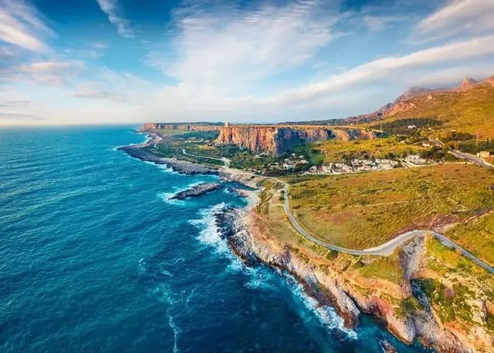 Framed Print : View from flying drone. Gorgeous spring scene of Sicily Framed Print : View from flying drone. Gorgeous spring scene of Sicily