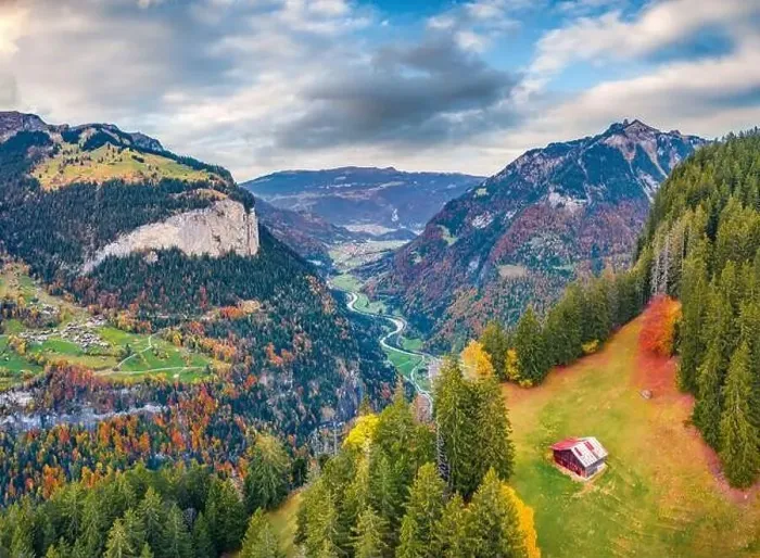 Framed Print : View from flying drone of Gsteigwiler village Framed Print : View from flying drone of Gsteigwiler village
