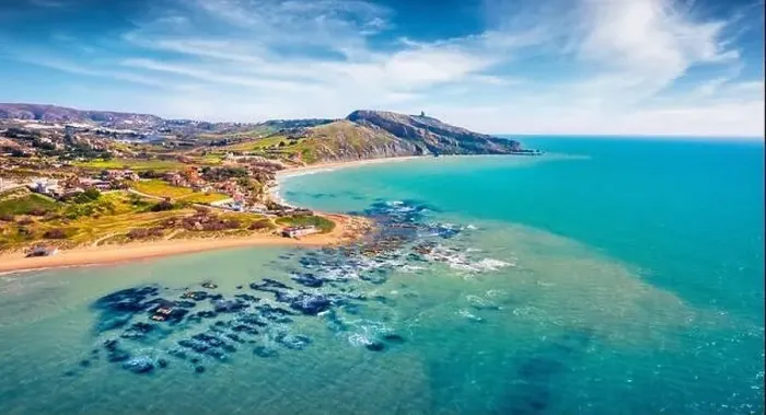 Framed Print : View from flying drone. Incredible morning view of Giallonardo Beach Framed Print : View from flying drone. Incredible morning view of Giallonardo Beach