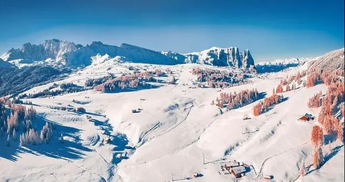 Framed Print : View from flying drone of Italian ski resort Framed Print : View from flying drone of Italian ski resort