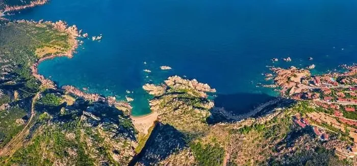 Framed Print : Top down view from flying drone of Li Cossi beach Framed Print : Top down view from flying drone of Li Cossi beach