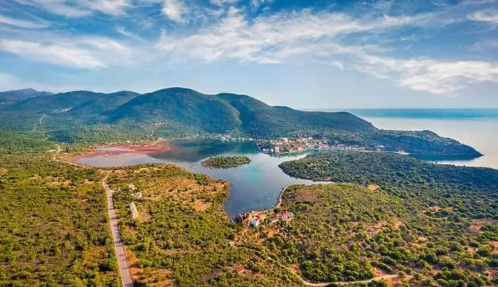 Framed Print : View from flying drone of Limin Ieraka village Framed Print : View from flying drone of Limin Ieraka village