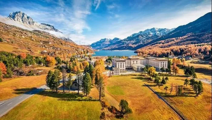 Framed Print : View from flying drone of Maloja village Framed Print : View from flying drone of Maloja village