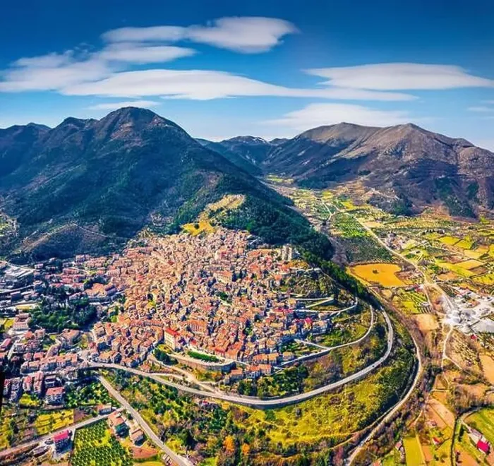 Framed Print : View from flying drone of Morano Calabro town Framed Print : View from flying drone of Morano Calabro town