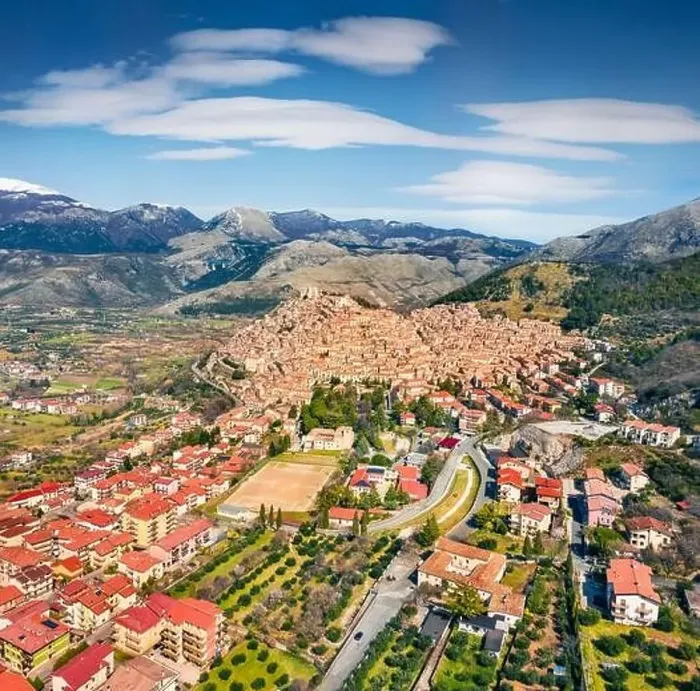 Framed Print : View from flying drone of Morano Calabro town Framed Print : View from flying drone of Morano Calabro town