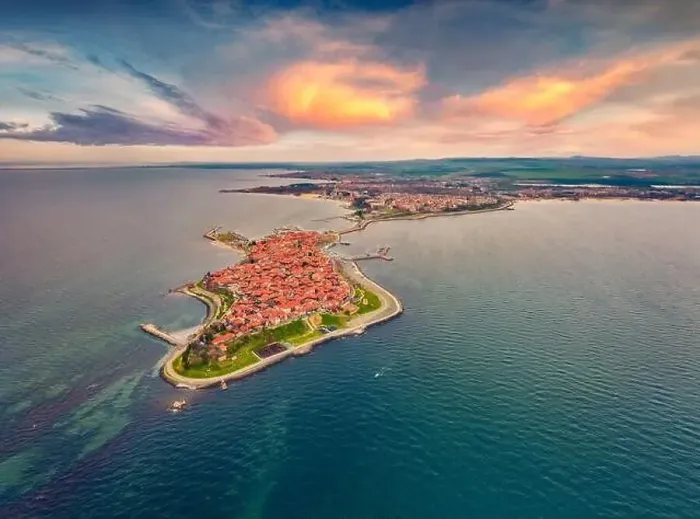 Framed Print : View from flying drone of old town of Nessebar Framed Print : View from flying drone of old town of Nessebar