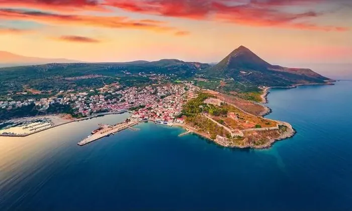 Framed Print : View from flying drone of Pylos Castle Framed Print : View from flying drone of Pylos Castle