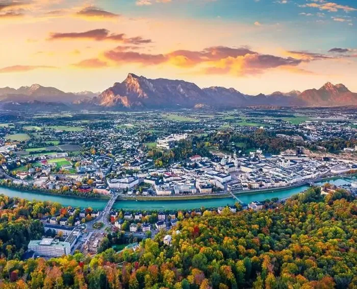 Framed Print : View from flying drone. Unbelievable morning cityscape of Salzburg Framed Print : View from flying drone. Unbelievable morning cityscape of Salzburg