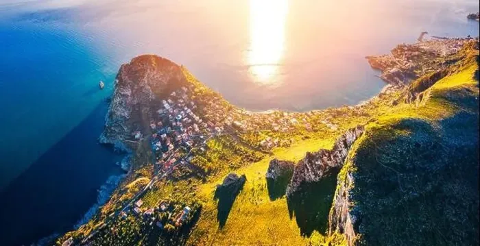 Framed Print : View from flying drone. Unbelievable morning view of Zafferano cape Framed Print : View from flying drone. Unbelievable morning view of Zafferano cape