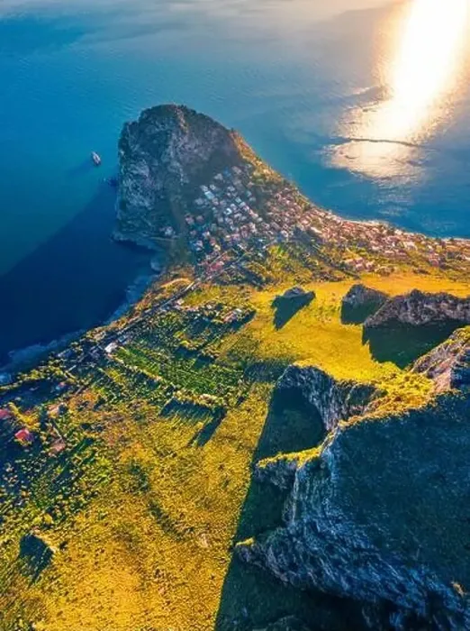 Framed Print : View from flying drone. Unbelievable morning view of Zafferano cape Framed Print : View from flying drone. Unbelievable morning view of Zafferano cape