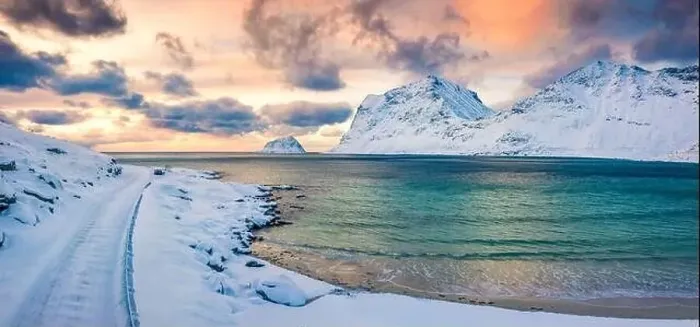 Framed Print : View from flying drone of Vik Beach after huge snowfall Framed Print : View from flying drone of Vik Beach after huge snowfall