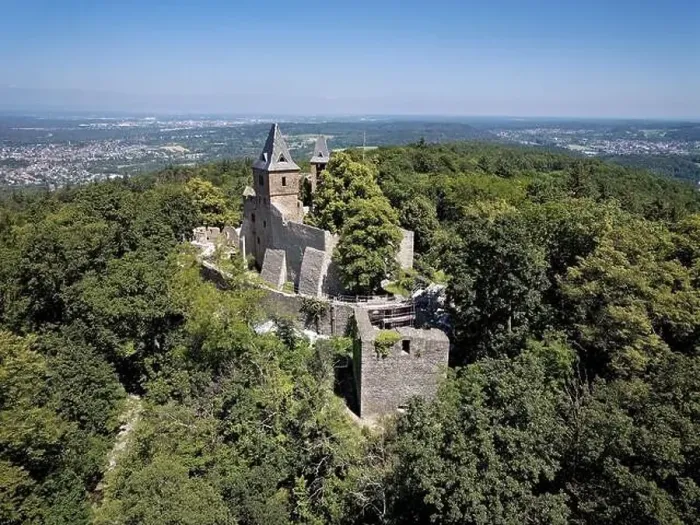 Framed Print : View over Frankenstein Castle towards Darmstadt and Frankfurt Framed Print : View over Frankenstein Castle towards Darmstadt and Frankfurt