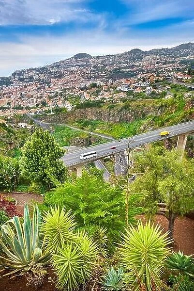 View of the Funchal from Botanical gardens, Funchal, Madeira Island, Portugal
