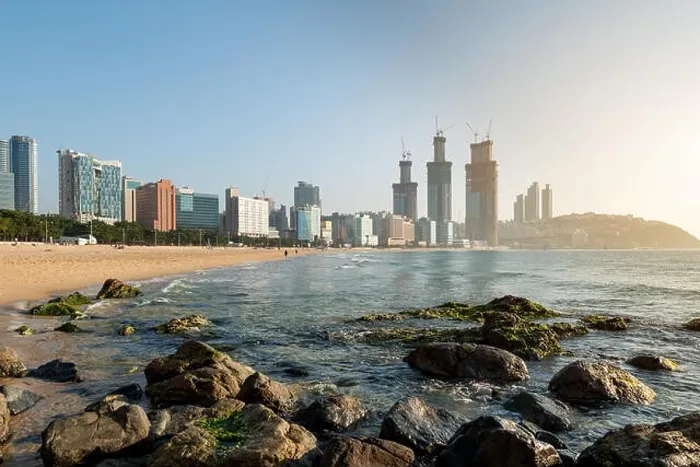 Framed Print : View of Haeundae beach. Haeundae beach is Busan's most popular beach in South Korea Framed Print : View of Haeundae beach. Haeundae beach is Busan's most popular beach in South Korea