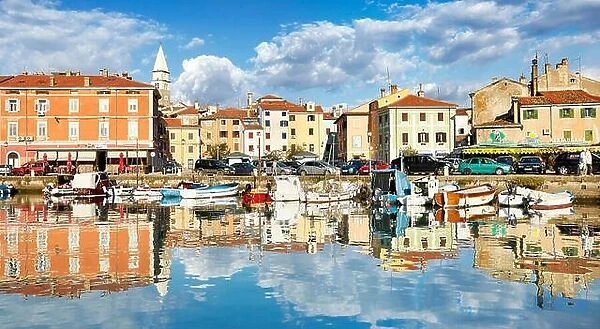 View at Harbor and old town of Izola, Slovenia