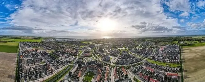 Framed Print : Top view of house Village from Drone capture in the air house is brown roof top Urk netherlands Flevoland Framed Print : Top view of house Village from Drone capture in the air house is brown roof top Urk netherlands Flevoland