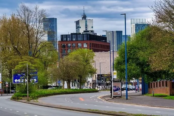 Framed Print : View of Manchester downtown Skyline on a spring day Framed Print : View of Manchester downtown Skyline on a spring day